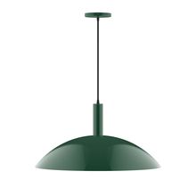Montclair Light Works PEBX477-42-C24-L14 - 24" Stack Half Dome LED Pendant, cool tweed fabric cord with canopy, Forest Green
