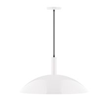 Montclair Light Works PEBX477-44-C04-L14 - 24" Stack Half Dome LED Pendant, black and white houndstooth fabric cord with canopy, White