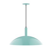 Montclair Light Works PEBX477-48-C02-L14 - 24" Stack Half Dome LED Pendant, black fabric cord with canopy, Sea Green