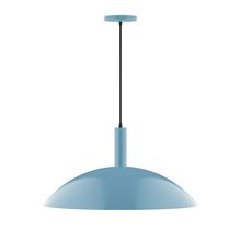 Montclair Light Works PEBX477-54-C24-L14 - 24" Stack Half Dome LED Pendant, cool tweed fabric cord with canopy, Light Blue