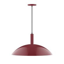 Montclair Light Works PEBX477-55-C16-L14 - 24" Stack Half Dome LED Pendant, navy mini tweed fabric cord with canopy, Barn Red