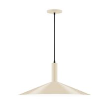 Montclair Light Works PEBX478-16-C27-L10 - 24&#34; Stack Shallow Cone LED Pendant, neutral argyle fabric cord with canopy, Cream