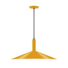 Montclair Light Works PEBX478-21-C25-L10 - 24&#34; Stack Shallow Cone LED Pendant, polished copper fabric cord with canopy, Bright Yellow