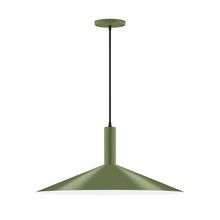 Montclair Light Works PEBX478-22-C22-L10 - 24" Stack Shallow Cone LED Pendant, white and gray dot fabric cord with canopy, Fern Green