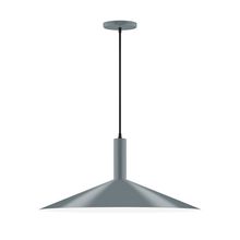 Montclair Light Works PEBX478-40-C25-L10 - 24&#34; Stack Shallow Cone LED Pendant, polished copper fabric cord with canopy, Slate Gray