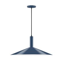 Montclair Light Works PEBX478-50-C22-L10 - 24&#34; Stack Shallow Cone LED Pendant, white and gray dot fabric cord with canopy, Navy