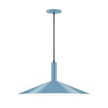 Montclair Light Works PEBX478-54-C25-L10 - 24&#34; Stack Shallow Cone LED Pendant, polished copper fabric cord with canopy, Light Blue