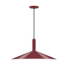 Montclair Light Works PEBX478-55-C20-L10 - 24" Stack Shallow Cone LED Pendant, white fabric cord with canopy, Barn Red