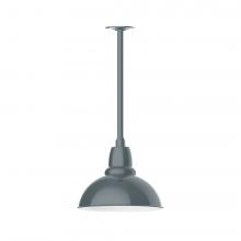 Montclair Light Works STA106-40-L12 - 12&#34; Cafe shade, stem mount LED Pendant with canopy, Slate Gray