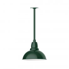 Montclair Light Works STA106-42-L12 - 12&#34; Cafe shade, stem mount LED Pendant with canopy, Forest Green