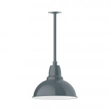 Montclair Light Works STA107-40-W14-L13 - 14&#34; Cafe shade, stem mount LED Pendant with canopy with wire grill, Slate Gray