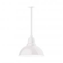 Montclair Light Works STA107-44-W14-L13 - 14&#34; Cafe shade, stem mount LED Pendant with canopy with wire grill, White