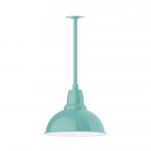 Montclair Light Works STA107-48-W14-L13 - 14&#34; Cafe shade, stem mount LED Pendant with canopy with wire grill, Sea Green