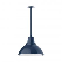 Montclair Light Works STA107-50-W14-L13 - 14&#34; Cafe shade, stem mount LED Pendant with canopy with wire grill, Navy