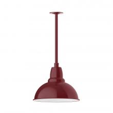 Montclair Light Works STA107-55-W14-L13 - 14&#34; Cafe shade, stem mount LED Pendant with canopy with wire grill, Barn Red