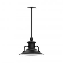 Montclair Light Works STA142-41-L12 - 12&#34; Homestead shade, stem mount LED Pendant with canopy, Black