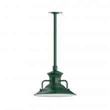 Montclair Light Works STA142-42-L12 - 12&#34; Homestead shade, stem mount LED Pendant with canopy, Forest Green