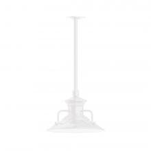 Montclair Light Works STA142-44-L12 - 12&#34; Homestead shade, stem mount LED Pendant with canopy, White