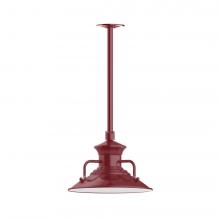 Montclair Light Works STA142-55-L12 - 12&#34; Homestead shade, stem mount LED Pendant with canopy, Barn Red