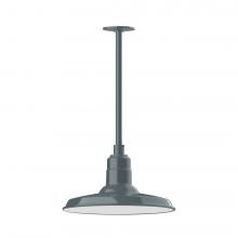 Montclair Light Works STA183-40-L13 - 14&#34; Warehouse shade, stem mount LED Pendant with canopy, Slate Gray