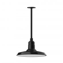 Montclair Light Works STA183-41-L13 - 14&#34; Warehouse shade, stem mount LED Pendant with canopy, Black