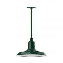 Montclair Light Works STA183-42-L13 - 14&#34; Warehouse shade, stem mount LED Pendant with canopy, Forest Green