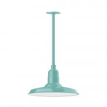 Montclair Light Works STA183-48-L13 - 14&#34; Warehouse shade, stem mount LED Pendant with canopy, Sea Green