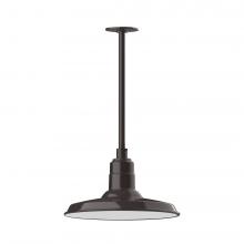 Montclair Light Works STA183-51-L13 - 14&#34; Warehouse shade, stem mount LED Pendant with canopy, Architectural Bronze