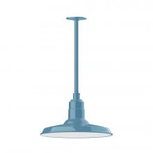 Montclair Light Works STA183-54-L13 - 14&#34; Warehouse shade, stem mount LED Pendant with canopy, Light Blue