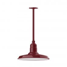 Montclair Light Works STA183-55-H30-L13 - 14&#34; Warehouse shade, stem mount LED Pendant with canopy, Barn Red