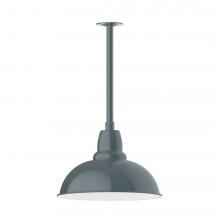 Montclair Light Works STB108-40-T36-L13 - 16&#34; Cafe shade, stem mount LED Pendant with canopy, Slate Gray