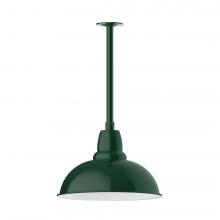 Montclair Light Works STB108-42-T36-L13 - 16&#34; Cafe shade, stem mount LED Pendant with canopy, Forest Green