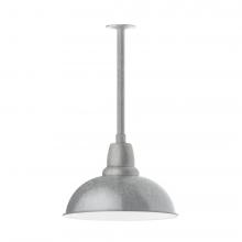 Montclair Light Works STB108-49-T36-L13 - 16&#34; Cafe shade, stem mount LED Pendant with canopy, Painted Galvanized