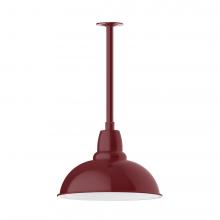 Montclair Light Works STB108-55-T36-L13 - 16&#34; Cafe shade, stem mount LED Pendant with canopy, Barn Red