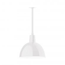 Montclair Light Works STB117-44-L13 - 16&#34; Deep Bowl shade, stem mount LED Pendant with canopy, White