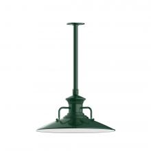 Montclair Light Works STB143-42-T36-L13 - 18&#34; Homestead shade, stem mount LED Pendant with canopy, Forest Green