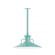 Montclair Light Works STB143-48-L13 - 18&#34; Homestead shade, stem mount LED Pendant with canopy, Sea Green