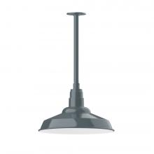 Montclair Light Works STB184-40-L13 - 16&#34; Warehouse shade, stem mount LED Pendant with canopy, Slate Gray