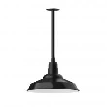 Montclair Light Works STB184-41-L13 - 16&#34; Warehouse shade, stem mount LED Pendant with canopy, Black