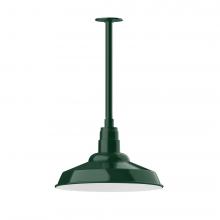 Montclair Light Works STB184-42-L13 - 16&#34; Warehouse shade, stem mount LED Pendant with canopy, Forest Green