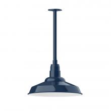 Montclair Light Works STB184-50-L13 - 16&#34; Warehouse shade, stem mount LED Pendant with canopy, Navy