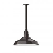 Montclair Light Works STB184-51-L13 - 16&#34; Warehouse shade, stem mount LED Pendant with canopy, Architectural Bronze