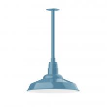 Montclair Light Works STB184-54-L13 - 16&#34; Warehouse shade, stem mount LED Pendant with canopy, Light Blue