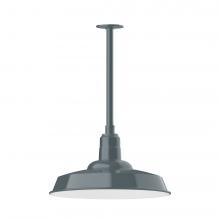 Montclair Light Works STB185-40-W18-L13 - 18&#34; Warehouse shade, stem mount LED Pendant with wire grill, Slate Gray