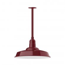 Montclair Light Works STB185-55-W18-L13 - 18&#34; Warehouse shade, stem mount LED Pendant with wire grill, Barn Red