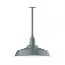 Montclair Light Works STB186-40-W20-L14 - 20&#34; Warehouse shade, stem mount LED Pendant with wire grill, Slate Gray