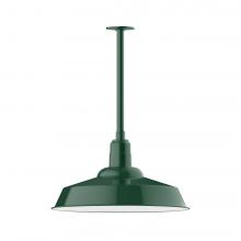 Montclair Light Works STB186-42-W20-L14 - 20&#34; Warehouse shade, stem mount LED Pendant with wire grill, Forest Green