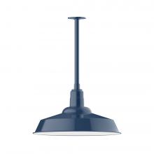 Montclair Light Works STB186-50-W20-L14 - 20&#34; Warehouse shade, stem mount LED Pendant with wire grill, Navy