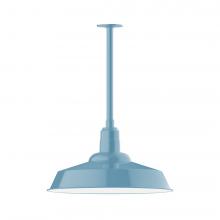 Montclair Light Works STB186-54-W20-L14 - 20&#34; Warehouse shade, stem mount LED Pendant with wire grill, Light Blue