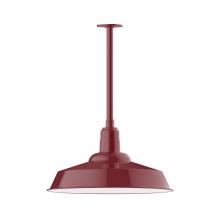 Montclair Light Works STB186-55-W20-L14 - 20&#34; Warehouse shade, stem mount LED Pendant with wire grill, Barn Red